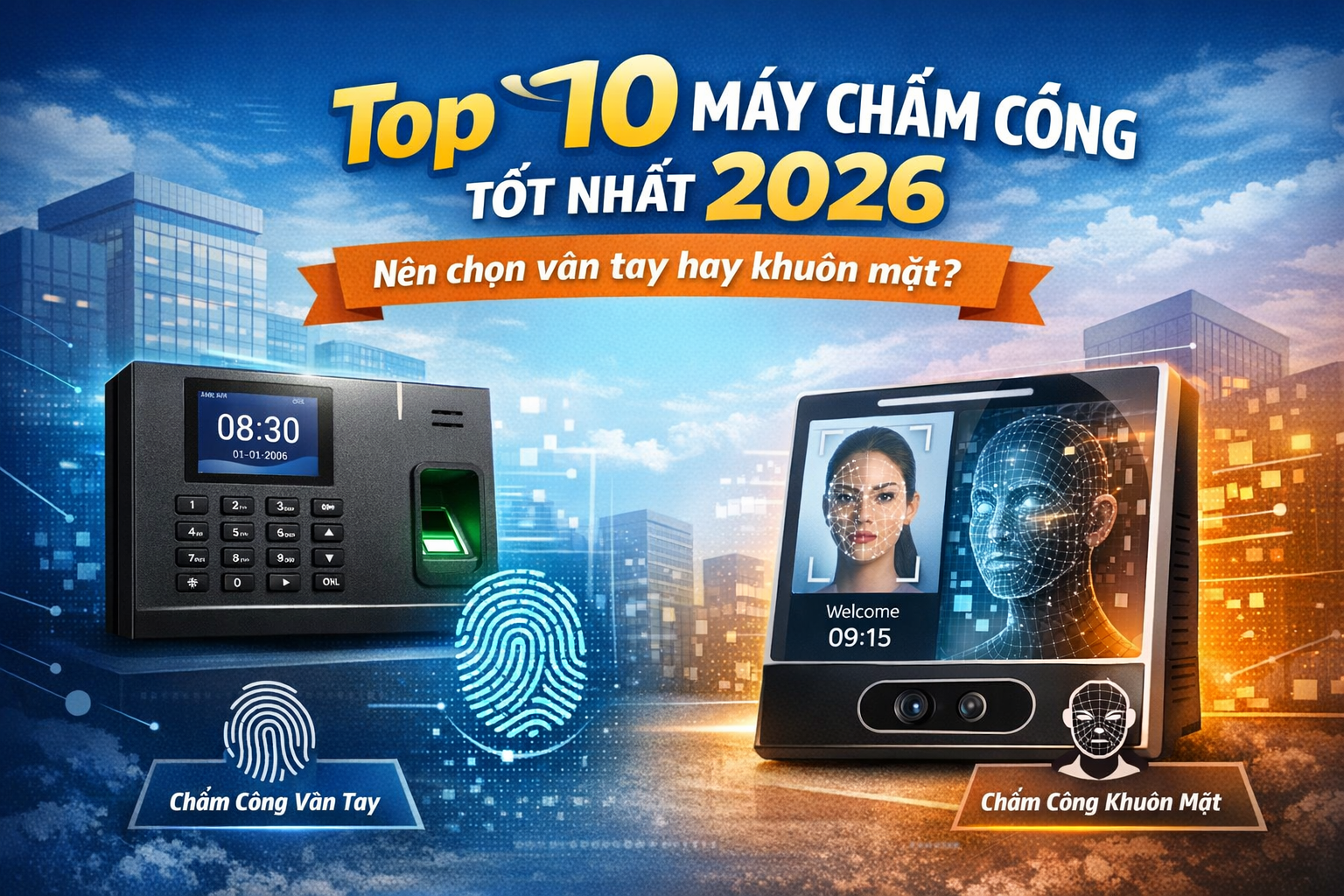 Top 10 máy chấm công tốt nhất 2026 – Nên chọn vân tay hay khuôn mặt?